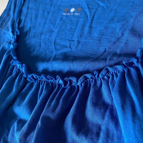 Three Dots I Anthro I Blue Ruffle-Top Tank Top - Picture 5 of 12